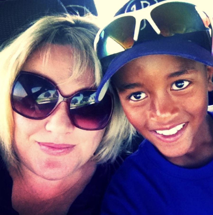Belay as a boy with his mom